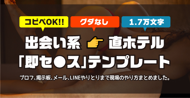コピペOK 出会い系から直ホテル「即セ●ス」テンプレート